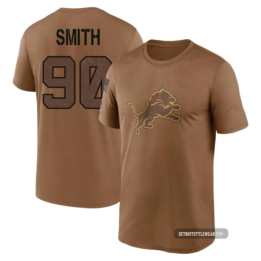Chris Smith Detroit Lions Legend ＃90 Youth Brown 2023 Salute To Service Performance T-Shirt
