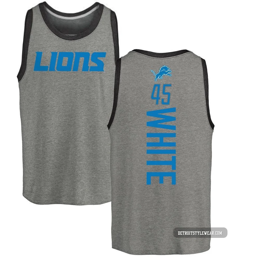 Devin White Detroit Lions ＃45 Men's Pro Line by Backer Tri-Blend Tank Top - Ash