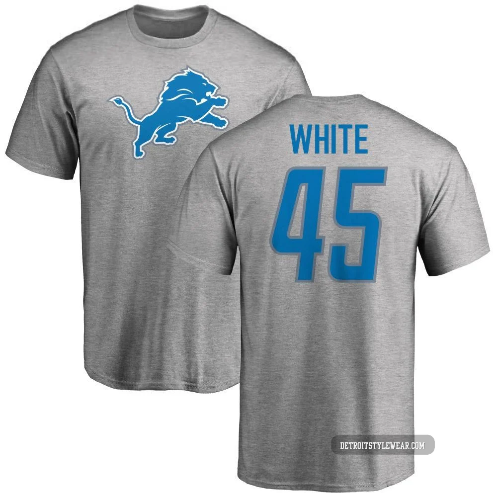 Devin White Detroit Lions ＃45 Men's Pro Line Name & Number Logo T-Shirt - Ash