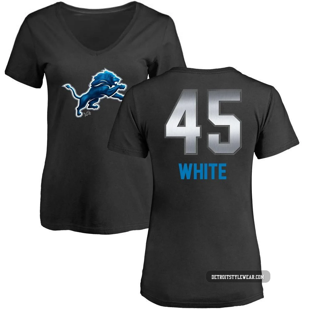 Devin White Detroit Lions ＃45 Women's Black Pro Line by Midnight Mascot T-Shirt -