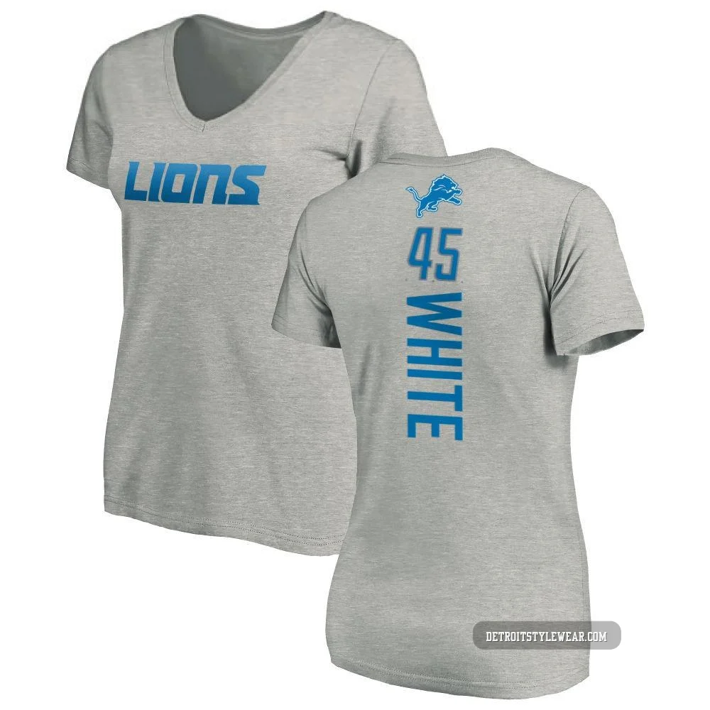 Devin White Detroit Lions ＃45 Women's Pro Line Backer V-Neck T-Shirt - Ash
