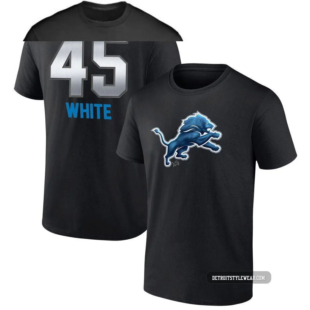 Devin White Detroit Lions ＃45 Youth Black Pro Line by Midnight Mascot T-Shirt -