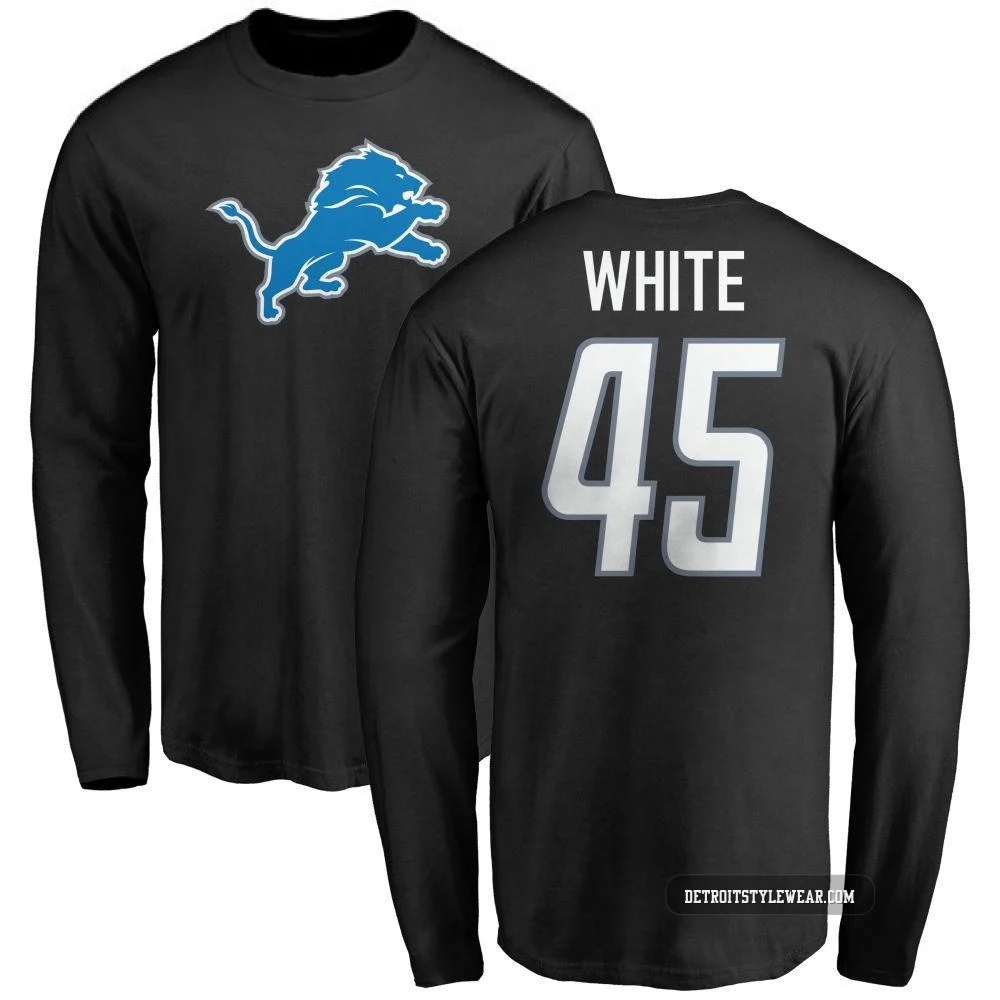 Devin White Detroit Lions ＃45 Youth Black Pro Line Name & Number Logo Long Sleeve T-Shirt -