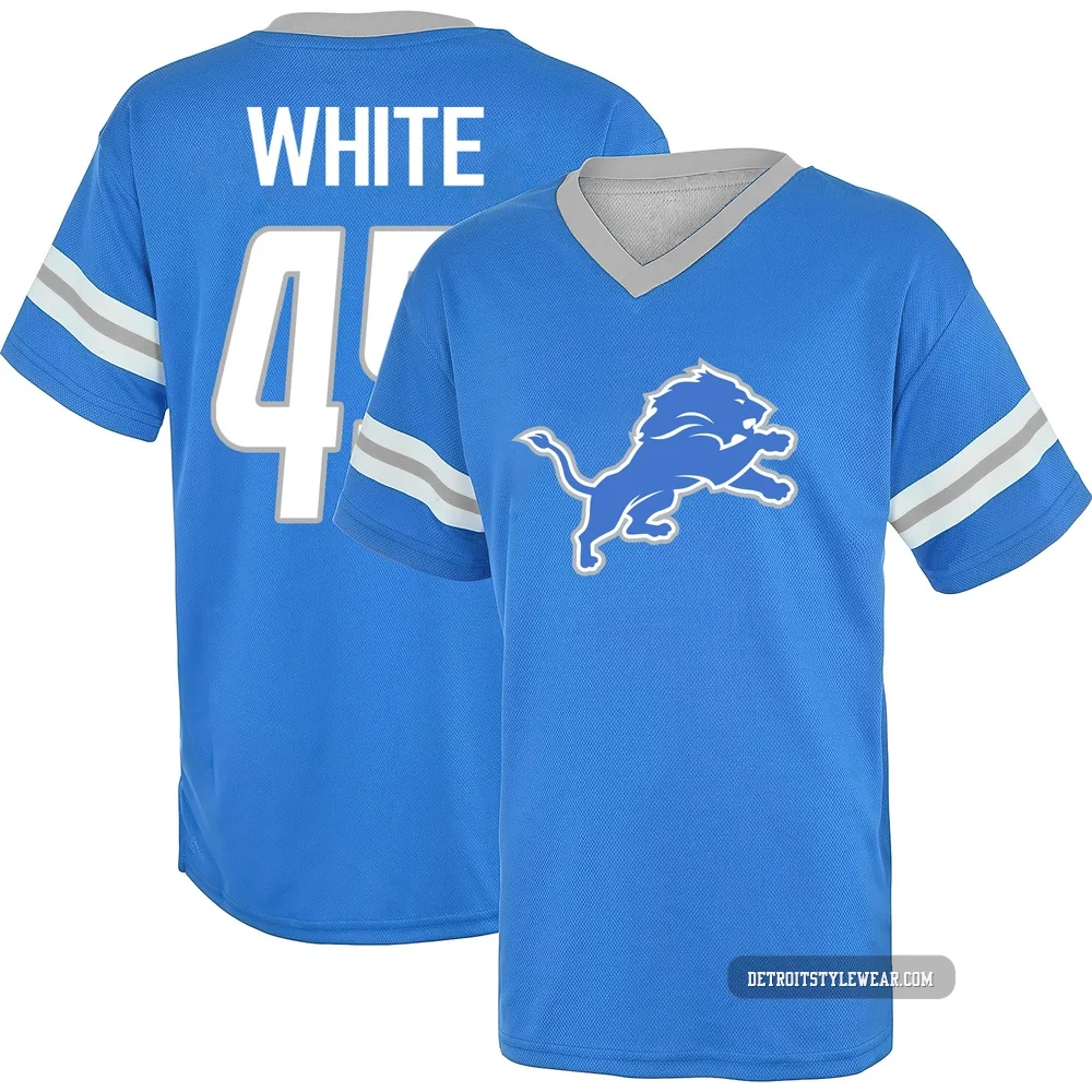 Devin White Detroit Lions ＃45 Youth Blue Los Name & Number Game Day V-Neck T-Shirt