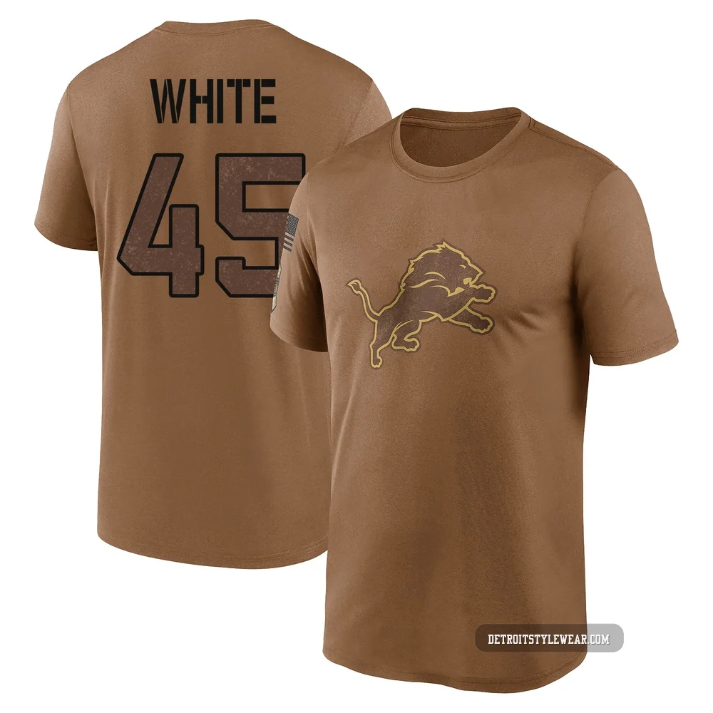 Devin White Detroit Lions Legend ＃45 Men's Brown 2023 Salute To Service Performance T-Shirt