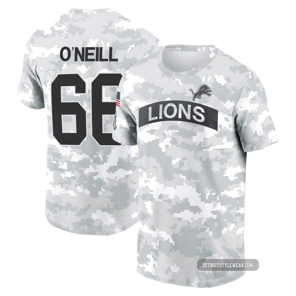 Eric O'Neill Detroit Lions ＃66 Men's Arctic Camo 2024 Salute to Service Performance T-Shirt