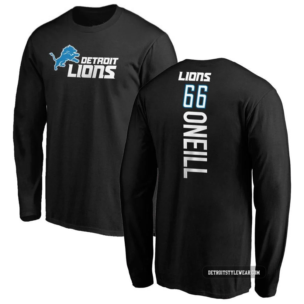Eric O'Neill Detroit Lions ＃66 Men's Black Pro Line Backer Long Sleeve T-Shirt -