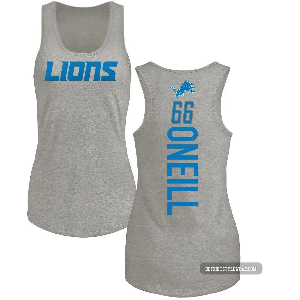 Eric O'Neill Detroit Lions ＃66 Women's Pro Line by Backer Tri-Blend Tank Top - Ash