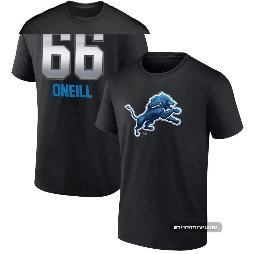 Eric O'Neill Detroit Lions ＃66 Youth Black Pro Line by Midnight Mascot T-Shirt -