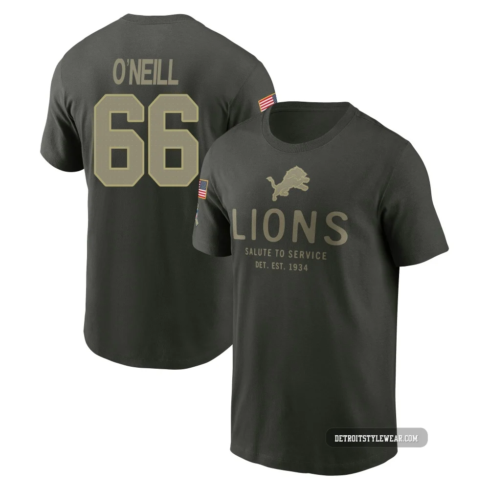 Eric O'Neill Detroit Lions ＃66 Youth Forest/Green 2025 Salute to Service Sideline Primary Edge T-Shirt