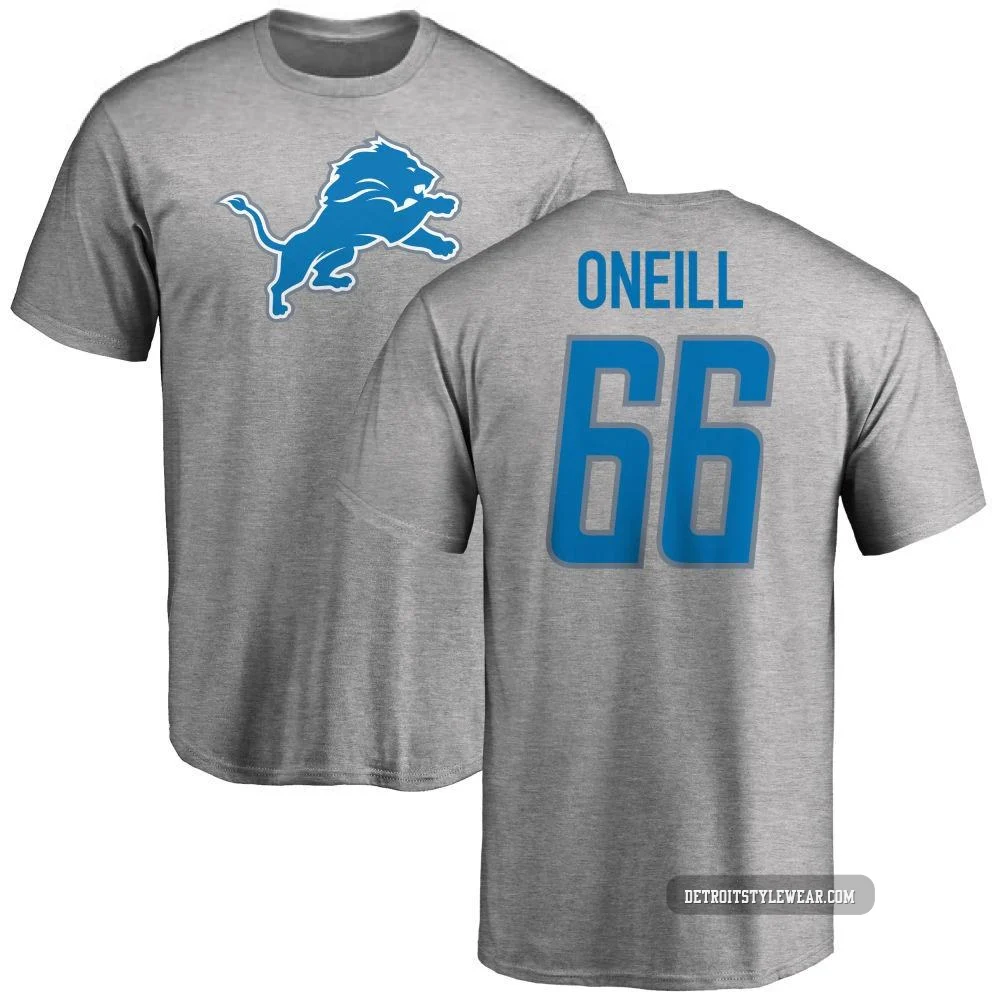 Eric O'Neill Detroit Lions ＃66 Youth Pro Line Name & Number Logo T-Shirt - Ash