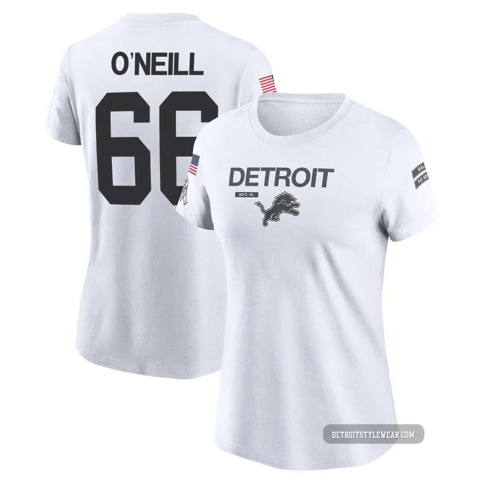 Eric O'Neill Detroit Lions Legend ＃66 Women's White 2024 Salute to Service Performance T-Shirt