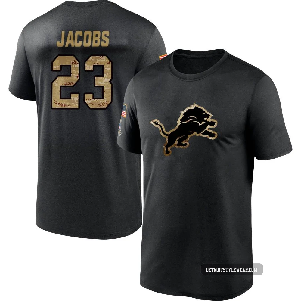 Jerry Jacobs Detroit Lions ＃23 Men's Black 2020 Salute To Service Performance T-Shirt