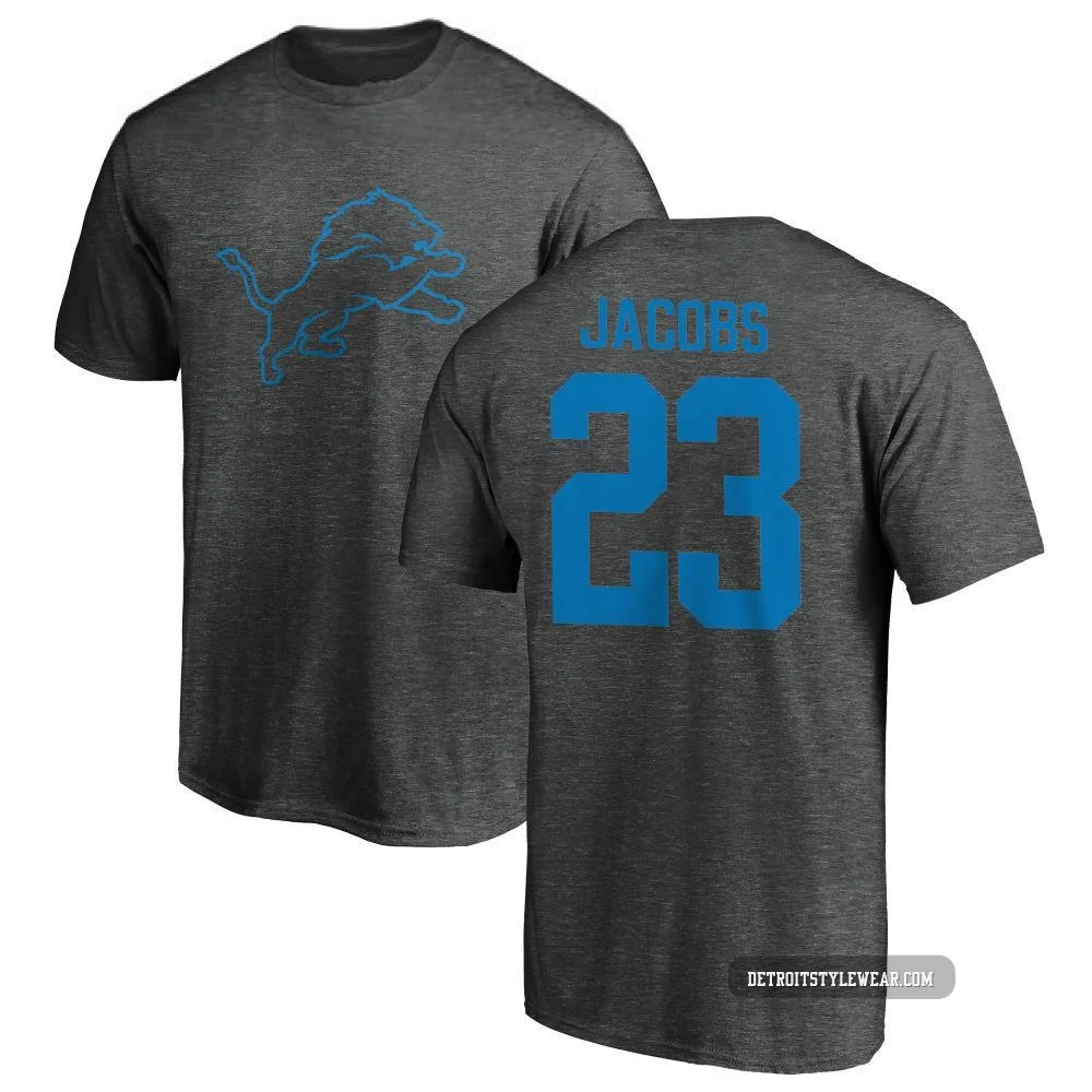 Jerry Jacobs Detroit Lions ＃23 Men's Pro Line by One Color T-Shirt - Ash