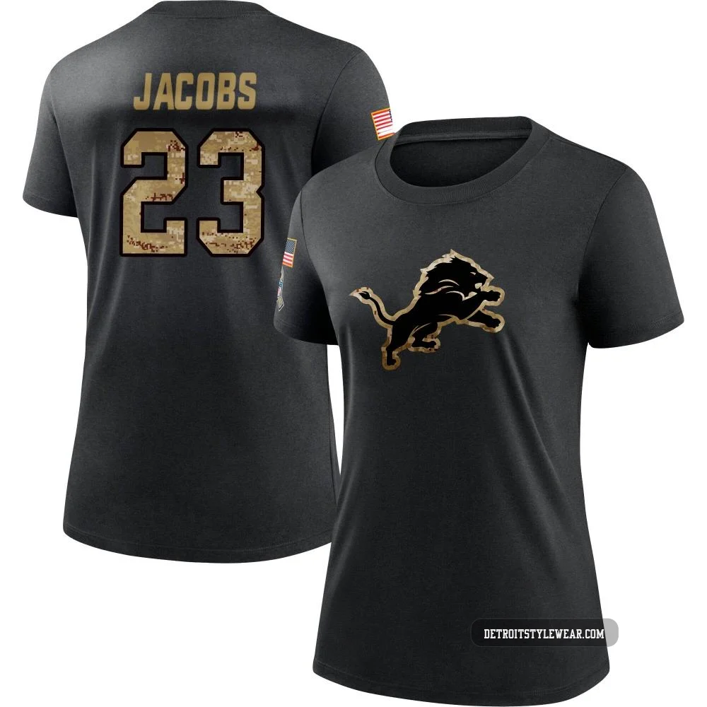 Jerry Jacobs Detroit Lions ＃23 Women's Black 2020 Salute To Service Performance T-Shirt