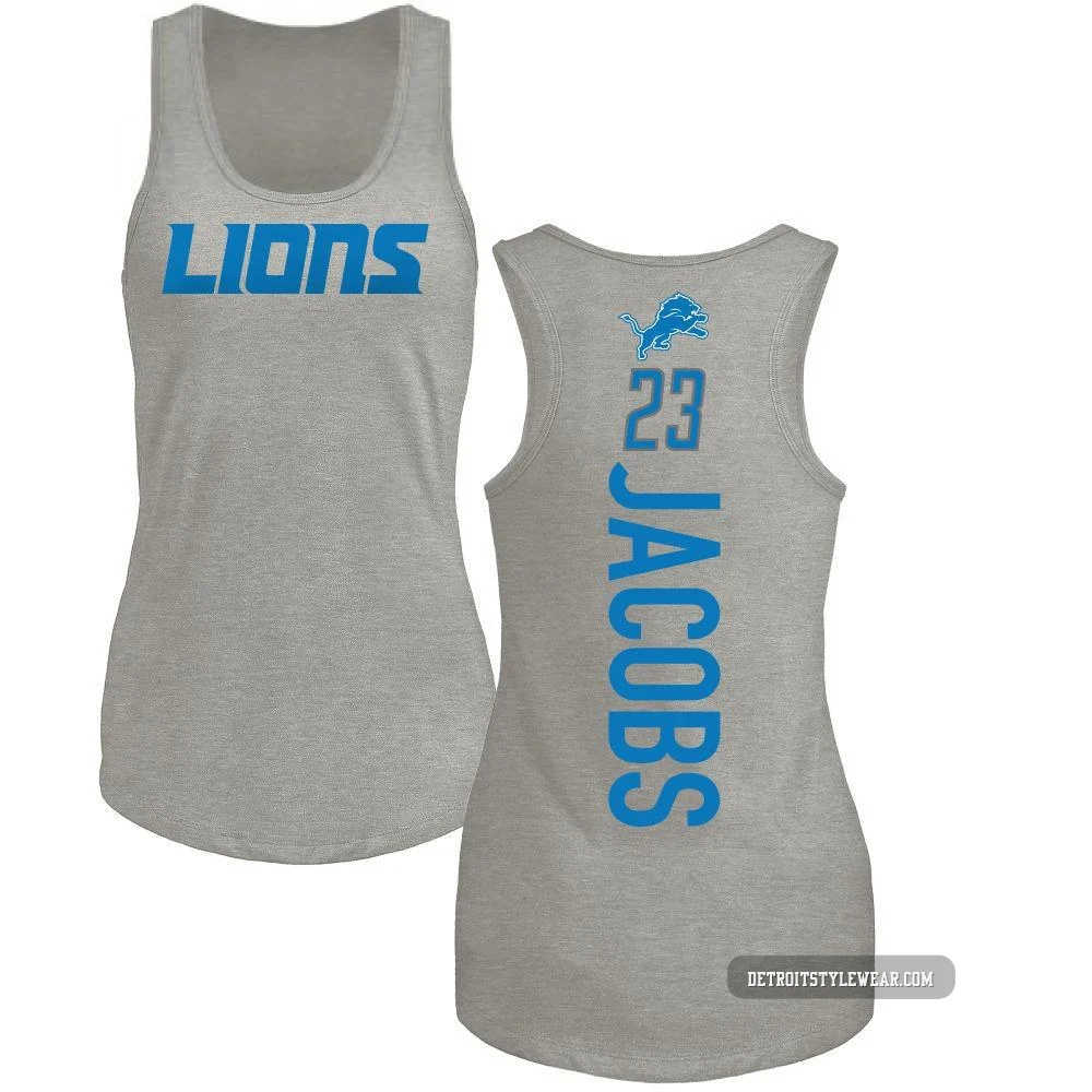 Jerry Jacobs Detroit Lions ＃23 Women's Pro Line by Backer Tri-Blend Tank Top - Ash
