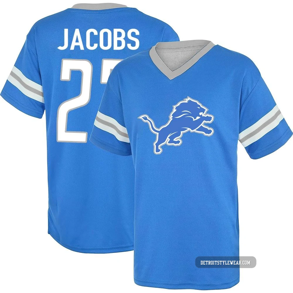 Jerry Jacobs Detroit Lions ＃23 Youth Blue Los Name & Number Game Day V-Neck T-Shirt