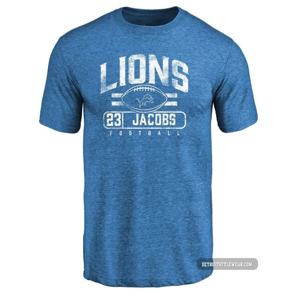 Jerry Jacobs Detroit Lions ＃23 Youth Blue Pro Line by Flanker Tri-Blend T-Shirt -
