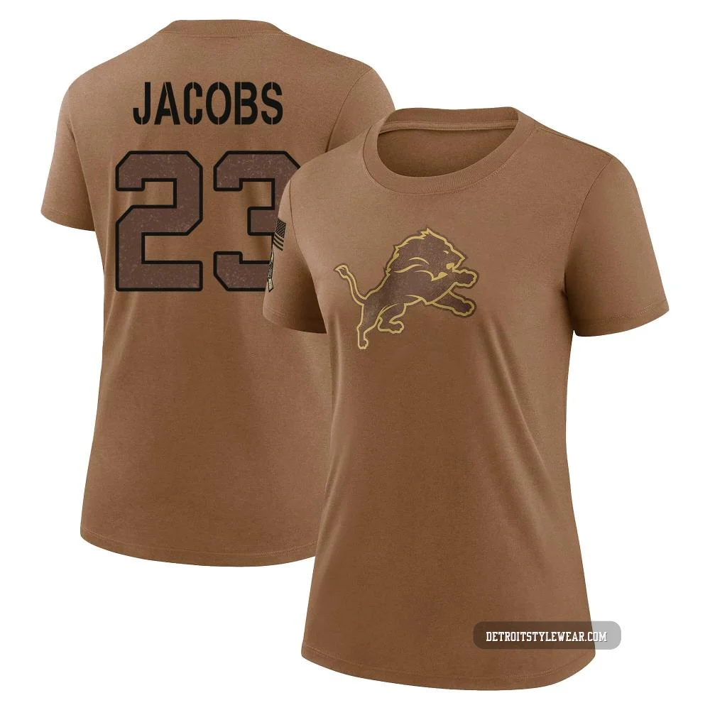 Jerry Jacobs Detroit Lions Legend ＃23 Women's Brown 2023 Salute To Service Performance T-Shirt