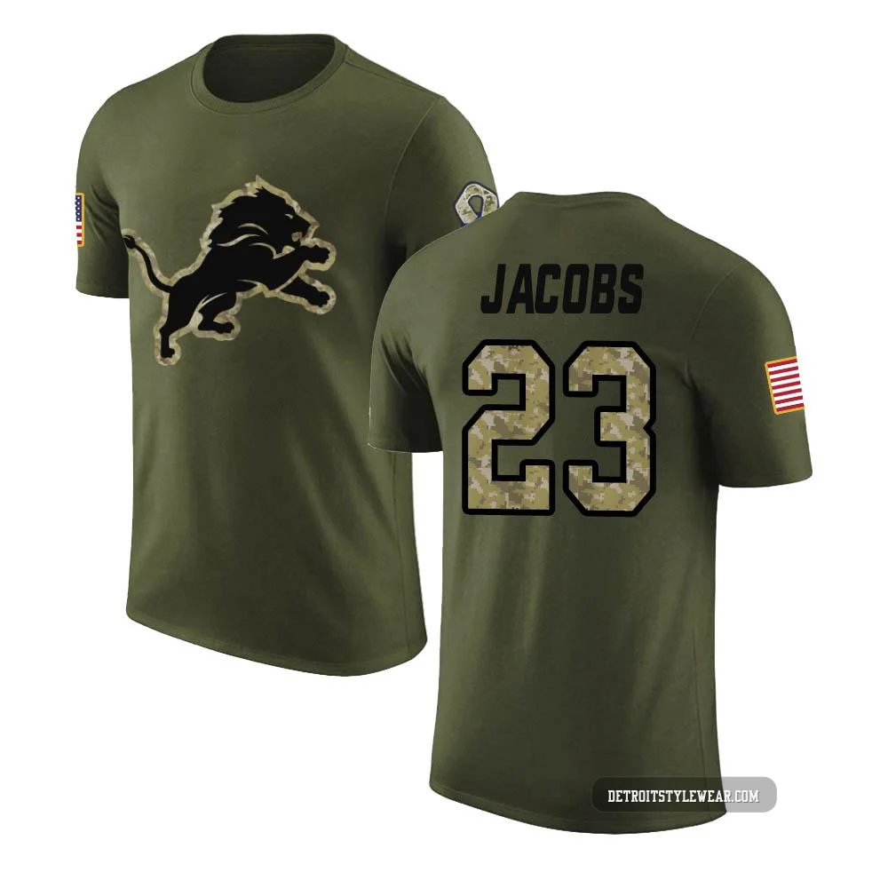 Jerry Jacobs Detroit Lions Legend ＃23 Youth Olive Salute to Service T-Shirt