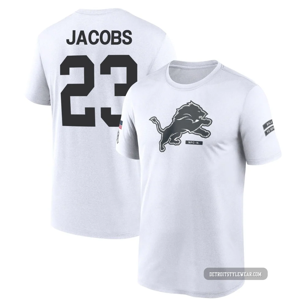 Jerry Jacobs Detroit Lions Legend ＃23 Youth White 2024 Salute to Service Performance T-Shirt