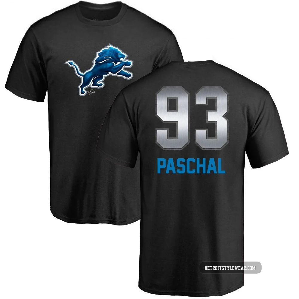 Josh Paschal Detroit Lions ＃93 Youth Black Pro Line by Midnight Mascot T-Shirt -