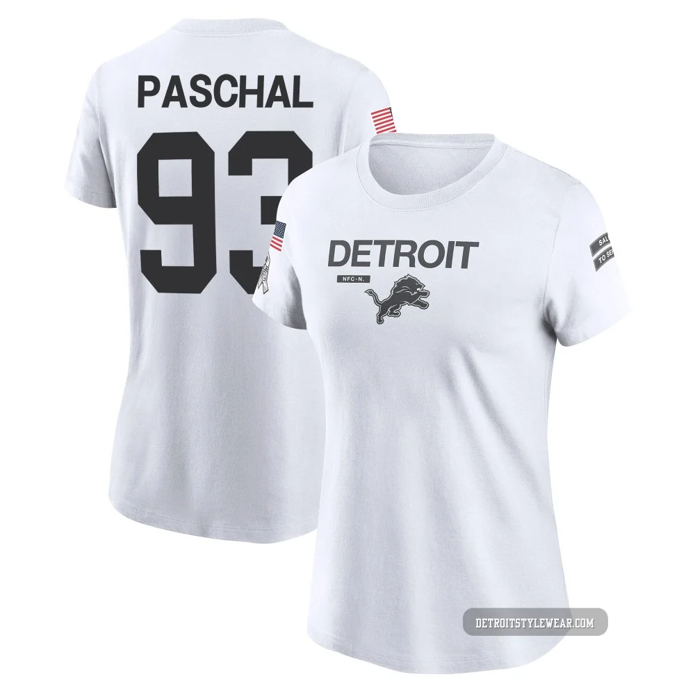Josh Paschal Detroit Lions Legend ＃93 Women's White 2024 Salute to Service Performance T-Shirt