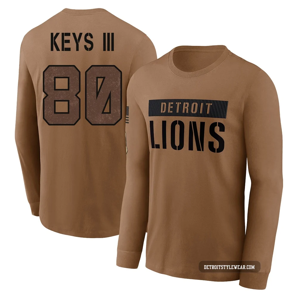 Lawrence Keys III Detroit Lions ＃80 Men's Brown 2023 Salute To Service Long Sleeve T-Shirt