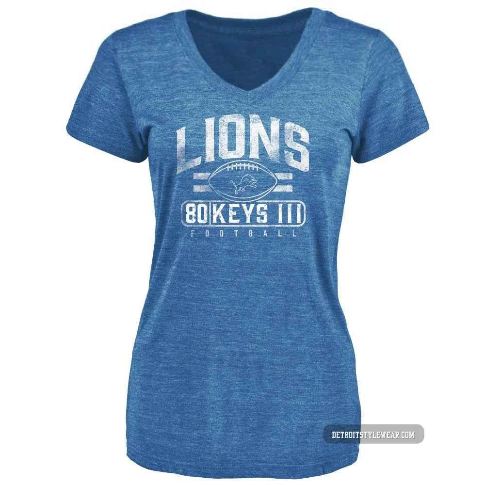 Lawrence Keys III Detroit Lions ＃80 Women's Blue Pro Line by Flanker Tri-Blend T-Shirt -