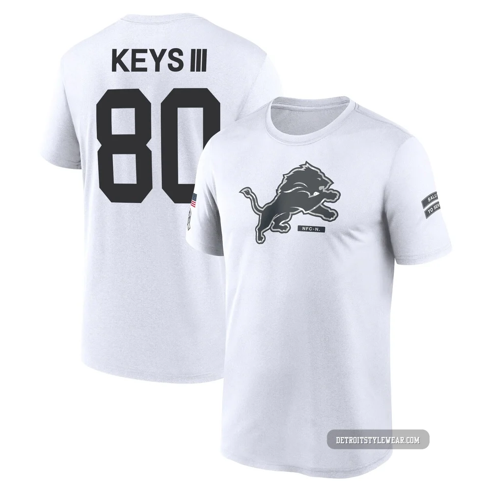 Lawrence Keys III Detroit Lions Legend ＃80 Youth White 2024 Salute to Service Performance T-Shirt