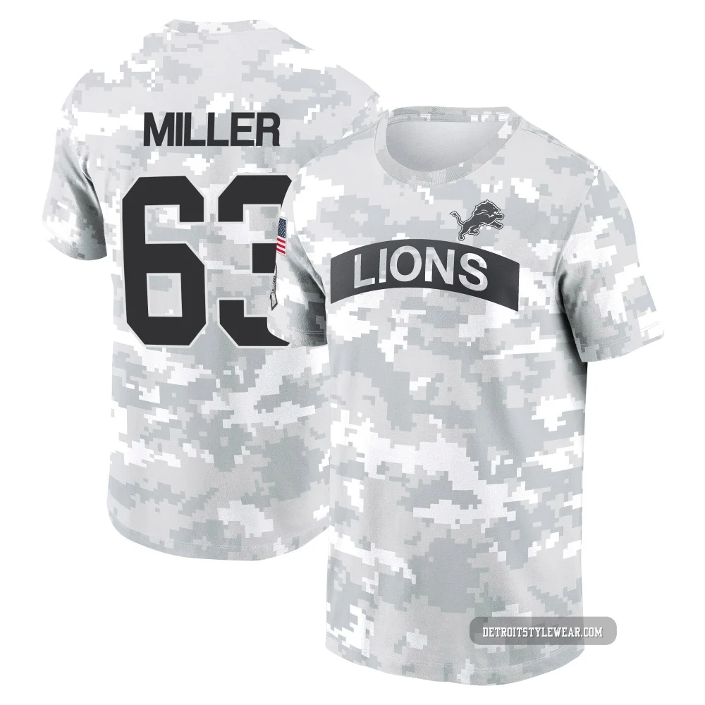 Mason Miller Detroit Lions ＃63 Men's Arctic Camo 2024 Salute to Service Performance T-Shirt