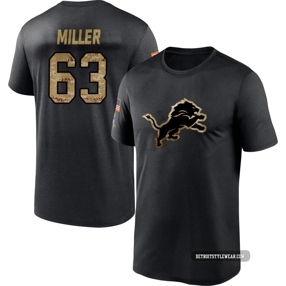 Mason Miller Detroit Lions ＃63 Youth Black 2020 Salute To Service Performance T-Shirt