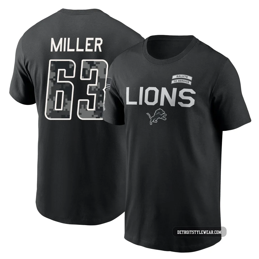 Mason Miller Detroit Lions ＃63 Youth Black 2026 Salute to Service Sideline T-Shirt