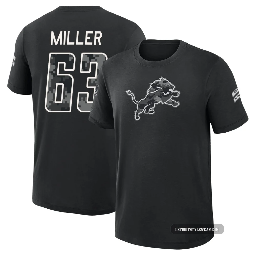 Mason Miller Detroit Lions ＃63 Youth Black 2026 Salute to Service Slub T-Shirt