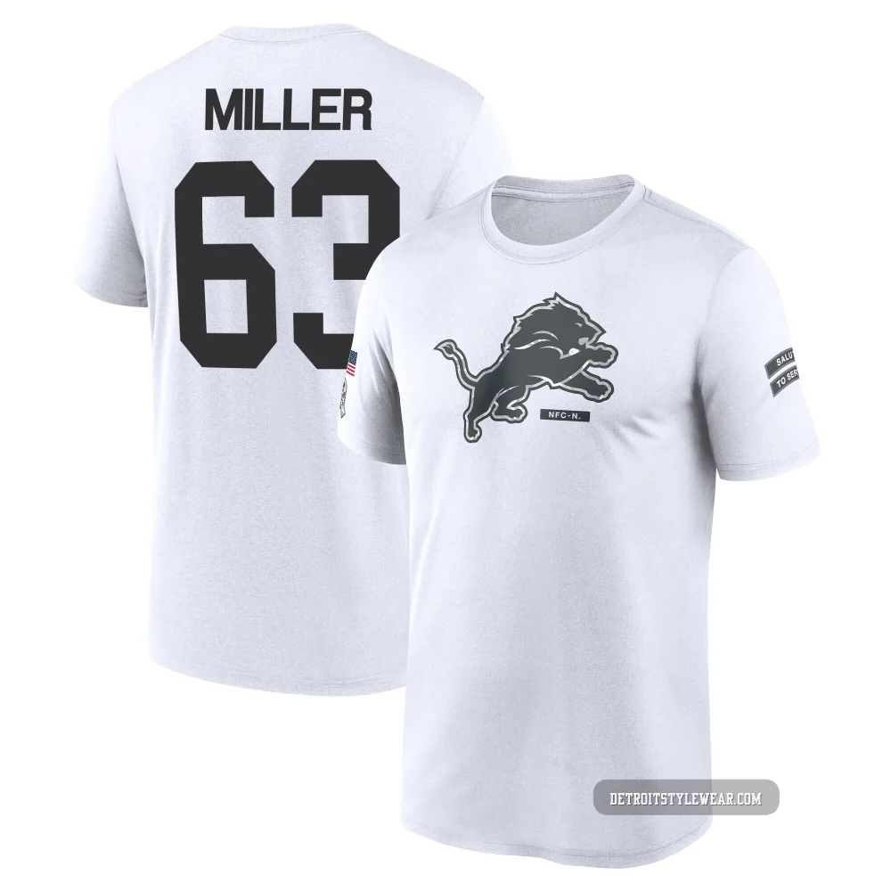 Mason Miller Detroit Lions Legend ＃63 Youth White 2024 Salute to Service Performance T-Shirt