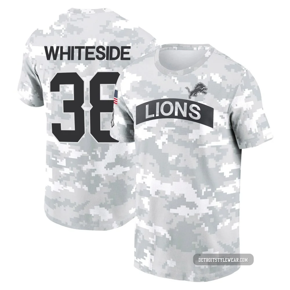 Nick Whiteside Detroit Lions ＃38 Men's Arctic Camo 2024 Salute to Service Performance T-Shirt