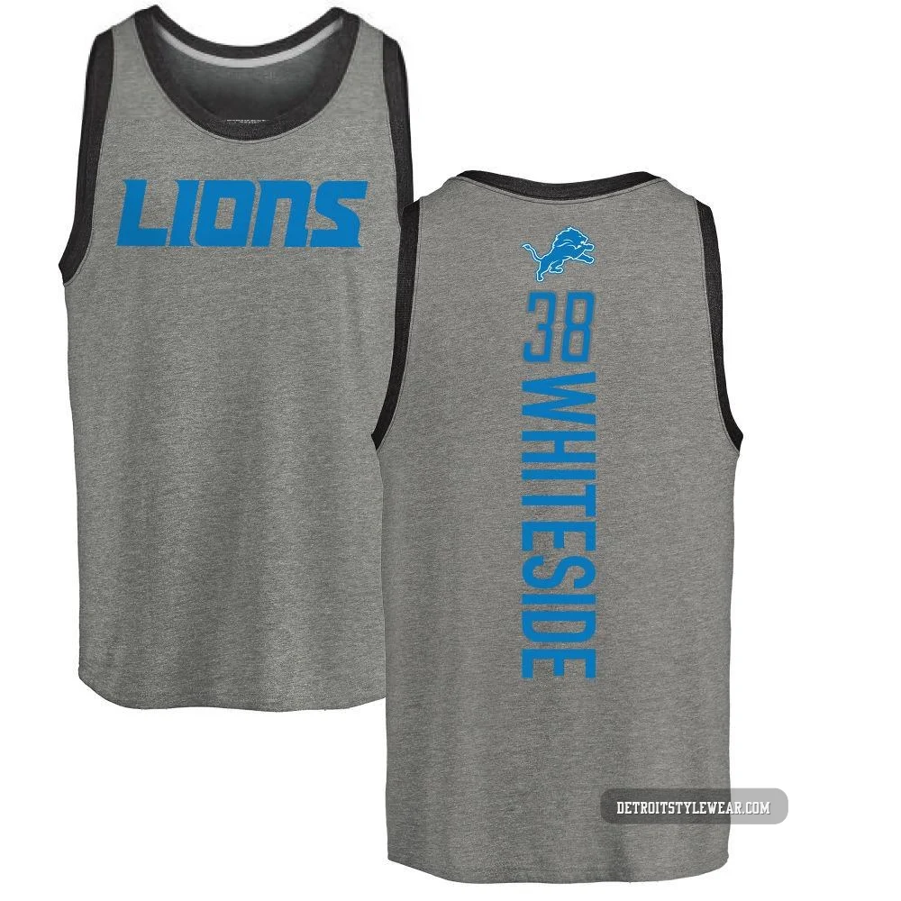 Nick Whiteside Detroit Lions ＃38 Men's Pro Line by Backer Tri-Blend Tank Top - Ash