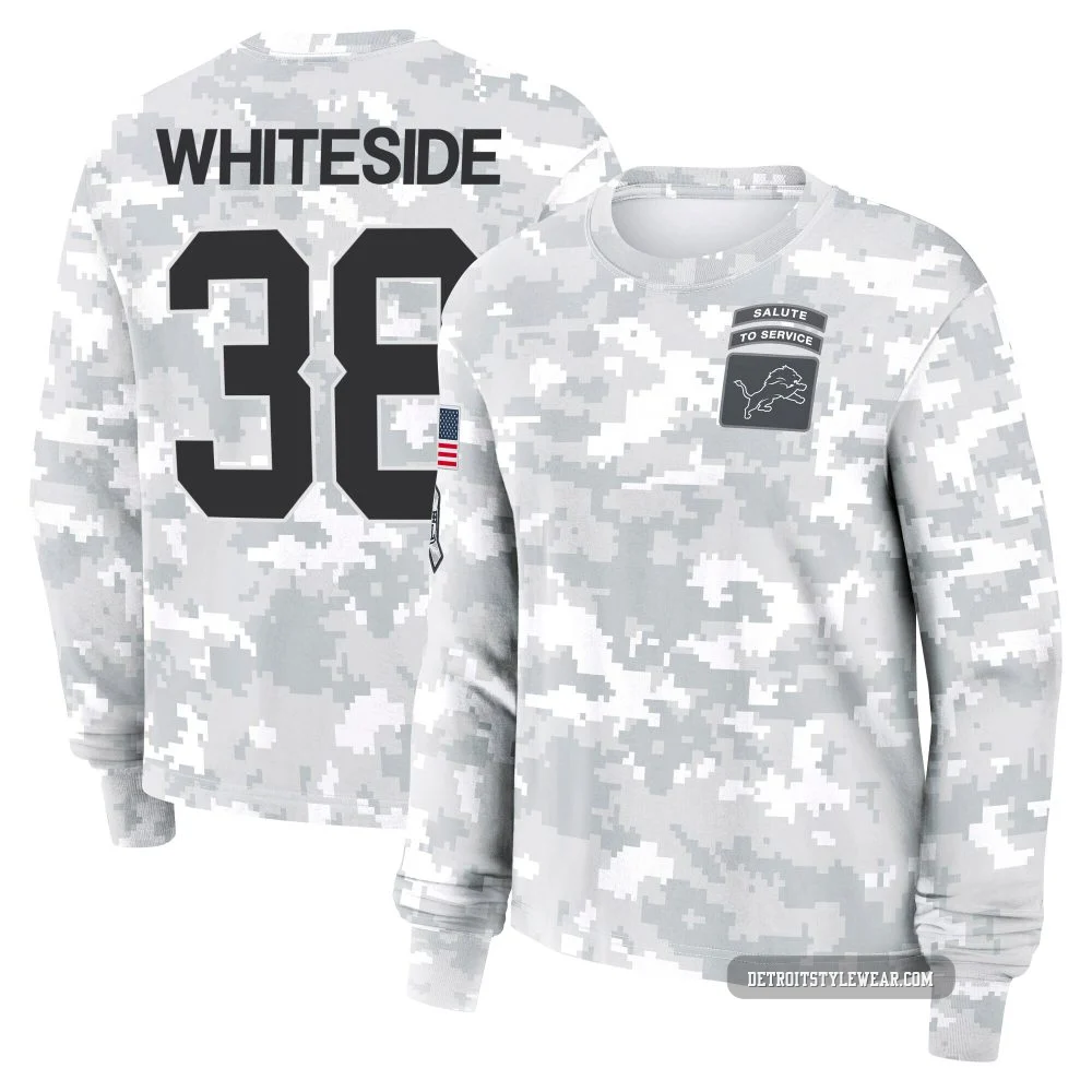 Nick Whiteside Detroit Lions ＃38 Women's Arctic Camo 2024 Salute to Service Long Sleeve T-Shirt