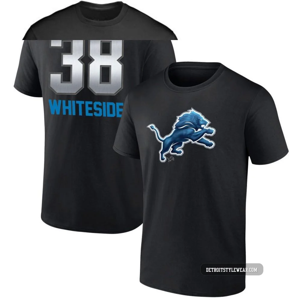 Nick Whiteside Detroit Lions ＃38 Youth Black Pro Line by Midnight Mascot T-Shirt -