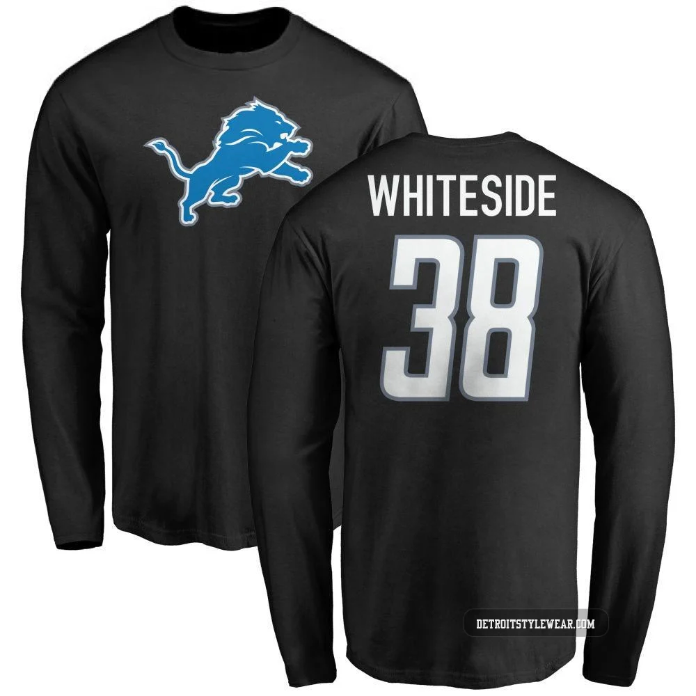 Nick Whiteside Detroit Lions ＃38 Youth Black Pro Line Name & Number Logo Long Sleeve T-Shirt -