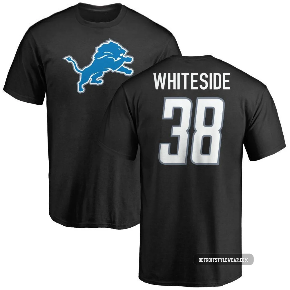 Nick Whiteside Detroit Lions ＃38 Youth Black Pro Line Name & Number Logo T-Shirt -