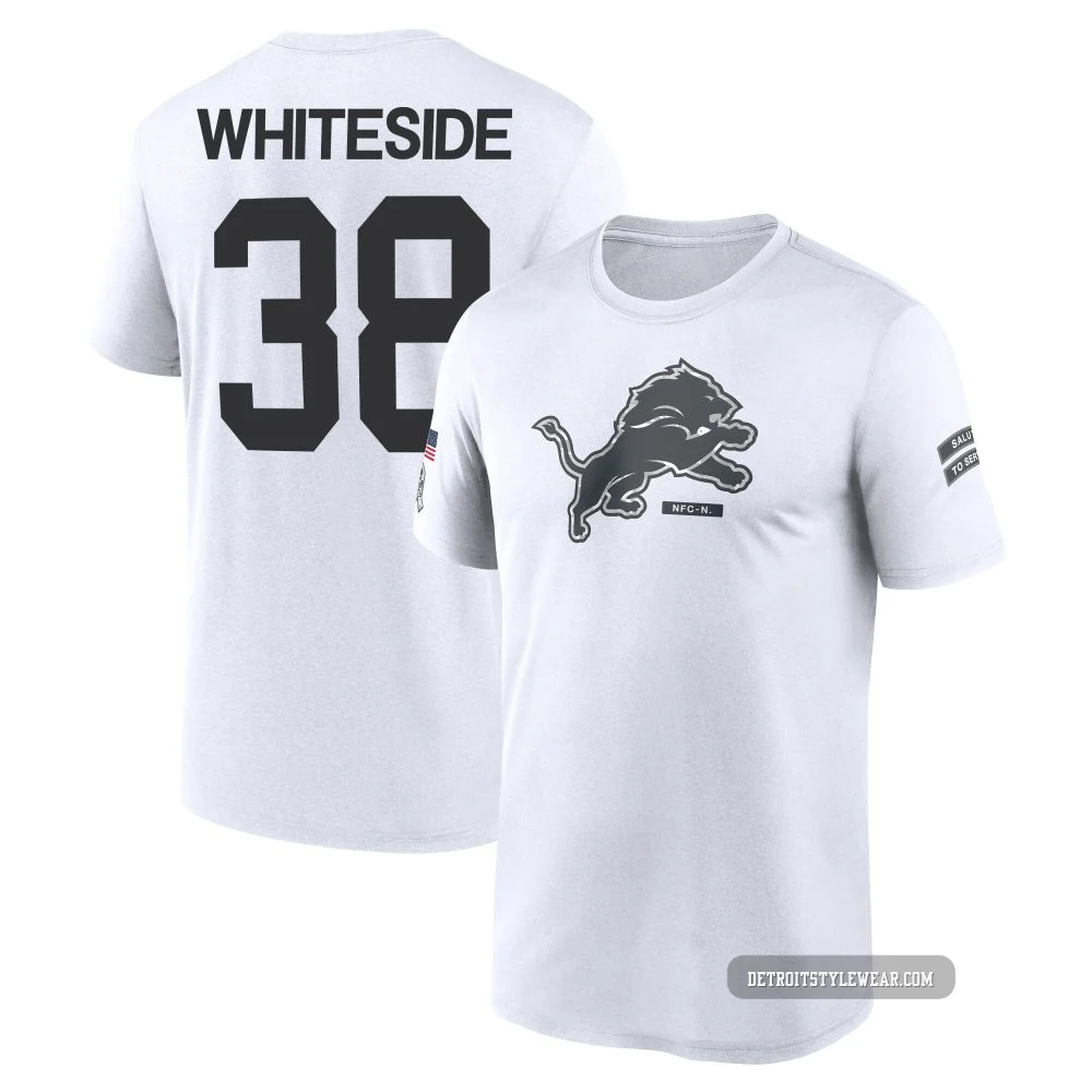 Nick Whiteside Detroit Lions Legend ＃38 Men's White 2024 Salute to Service Performance T-Shirt
