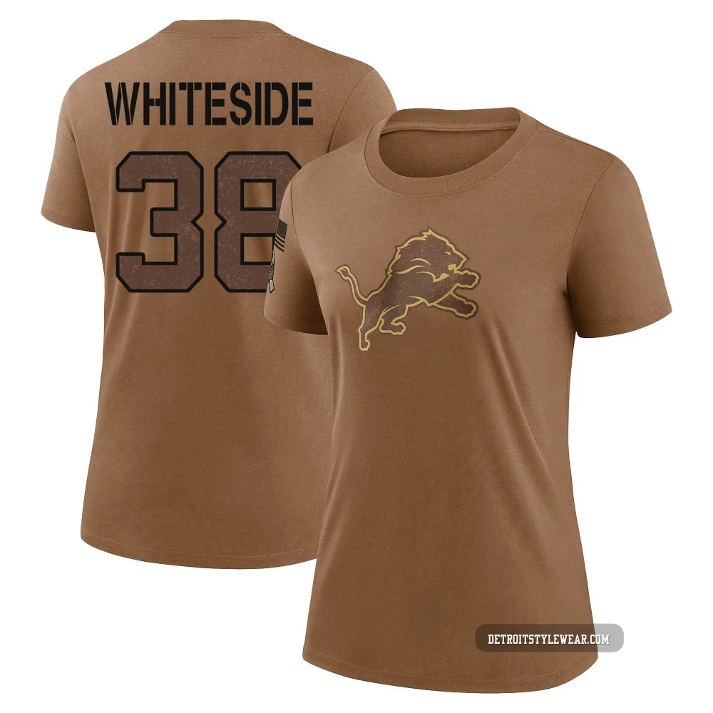 Nick Whiteside Detroit Lions Legend ＃38 Women's Brown 2023 Salute To Service Performance T-Shirt