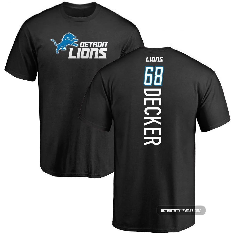 Taylor Decker Detroit Lions ＃68 Men's Black Pro Line Backer T-Shirt -