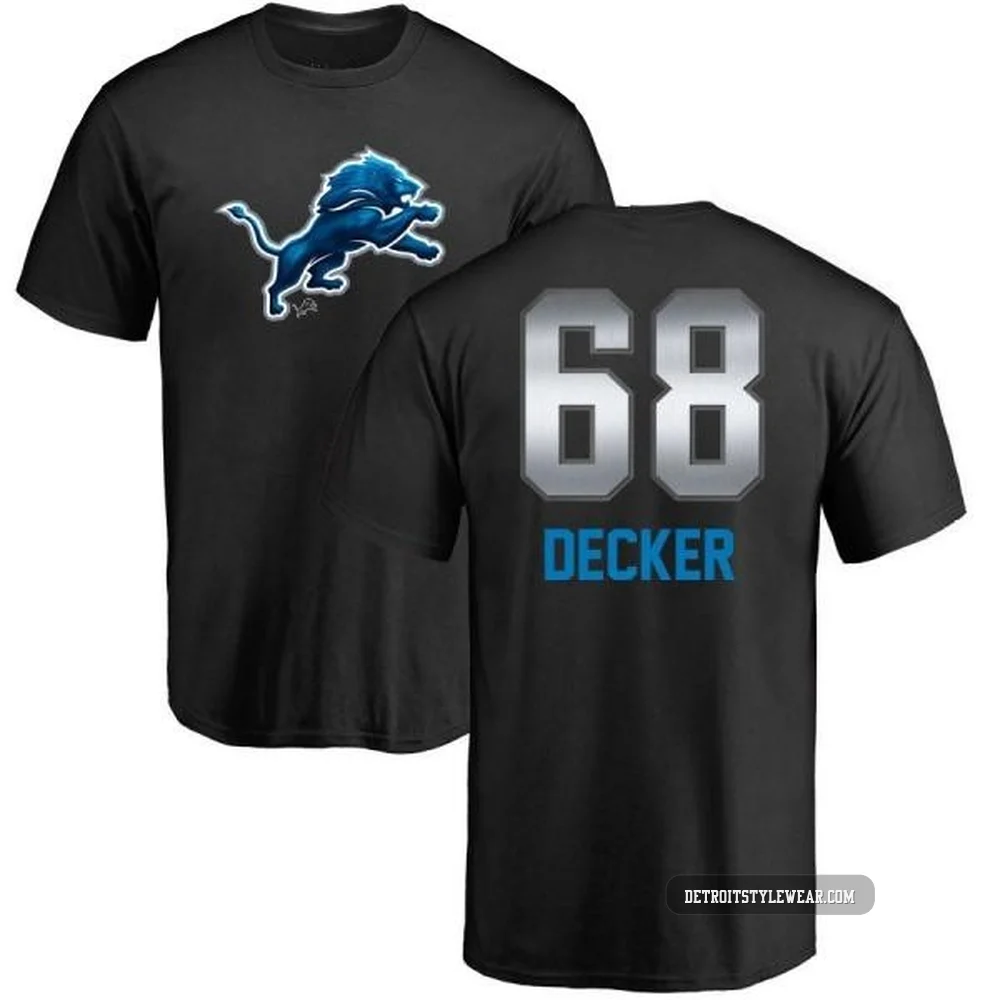 Taylor Decker Detroit Lions ＃68 Men's Black Pro Line by Midnight Mascot T-Shirt -