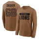 Taylor Decker Detroit Lions ＃68 Men's Brown 2023 Salute To Service Long Sleeve T-Shirt