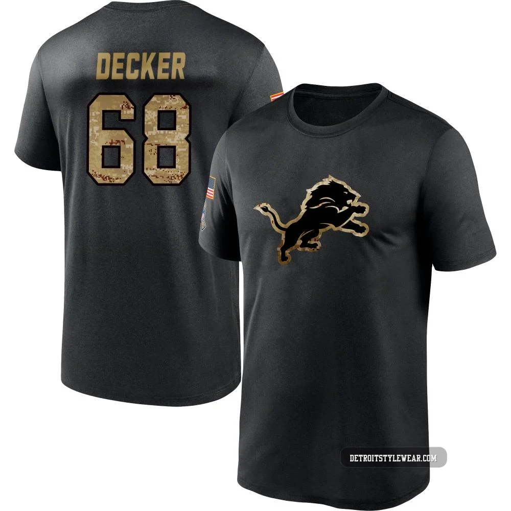 Taylor Decker Detroit Lions ＃68 Youth Black 2020 Salute To Service Performance T-Shirt