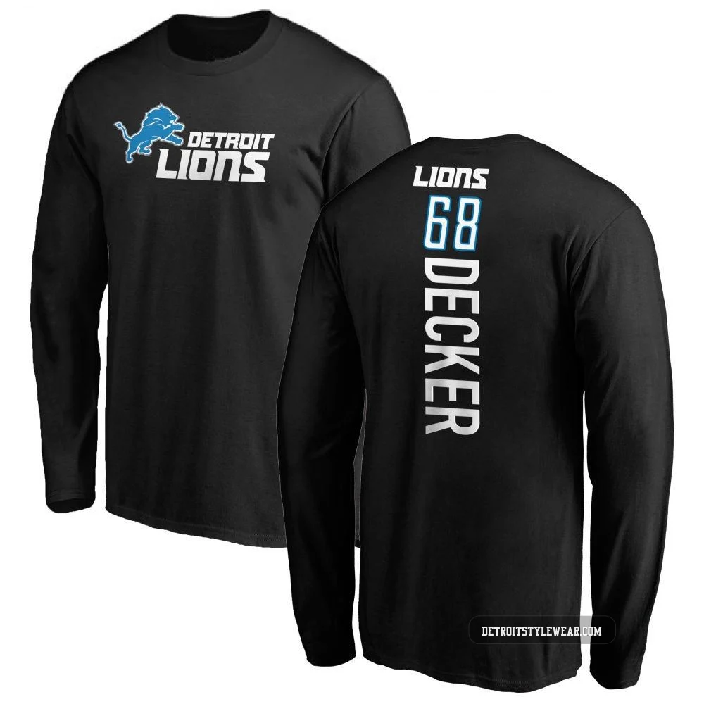Taylor Decker Detroit Lions ＃68 Youth Black Pro Line Backer Long Sleeve T-Shirt -
