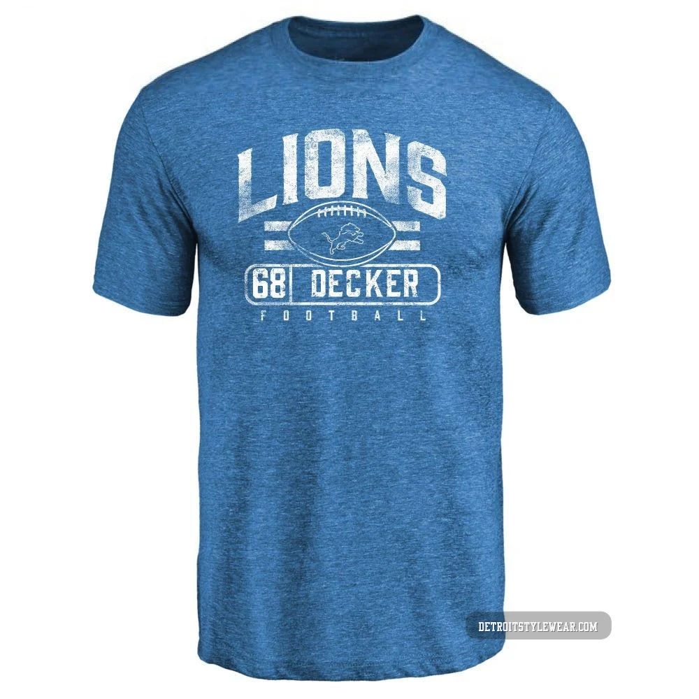 Taylor Decker Detroit Lions ＃68 Youth Blue Pro Line by Flanker Tri-Blend T-Shirt -
