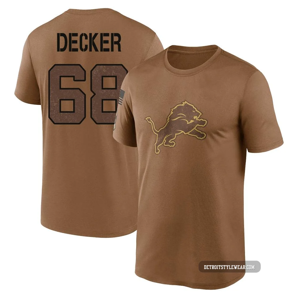 Taylor Decker Detroit Lions Legend ＃68 Youth Brown 2023 Salute To Service Performance T-Shirt